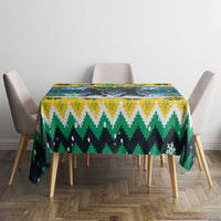 Gabon Christmas Tablecloth with Black Panthers Carrying Tree and Green Yellow Snowflake Pattern - Wonder Print Shop