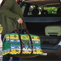 Gabon Christmas Travel Bag with Black Panthers Carrying Tree and Green Yellow Snowflake Pattern - Wonder Print Shop