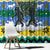 Gabon Christmas Window Curtain with Black Panthers Carrying Tree and Green Yellow Snowflake Pattern - Wonder Print Shop