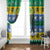 Gabon Christmas Window Curtain with Black Panthers Carrying Tree and Green Yellow Snowflake Pattern - Wonder Print Shop