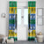 Gabon Christmas Window Curtain with Black Panthers Carrying Tree and Green Yellow Snowflake Pattern - Wonder Print Shop