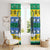 Gabon Christmas Window Curtain with Black Panthers Carrying Tree and Green Yellow Snowflake Pattern - Wonder Print Shop