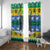 Gabon Christmas Window Curtain with Black Panthers Carrying Tree and Green Yellow Snowflake Pattern - Wonder Print Shop