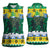 Gabon Christmas Women Sleeveless Polo Shirt with Black Panthers Carrying Tree and Green Yellow Snowflake Pattern - Wonder Print Shop