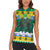 Gabon Christmas Women Sleeveless Polo Shirt with Black Panthers Carrying Tree and Green Yellow Snowflake Pattern - Wonder Print Shop