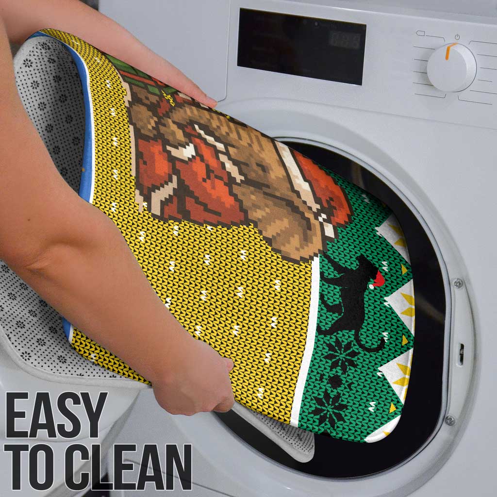 Gabon Christmas Bathroom Set with Pixel Art Elephant Santa Christmas Tree and Flag Colors Pattern - Wonder Print Shop