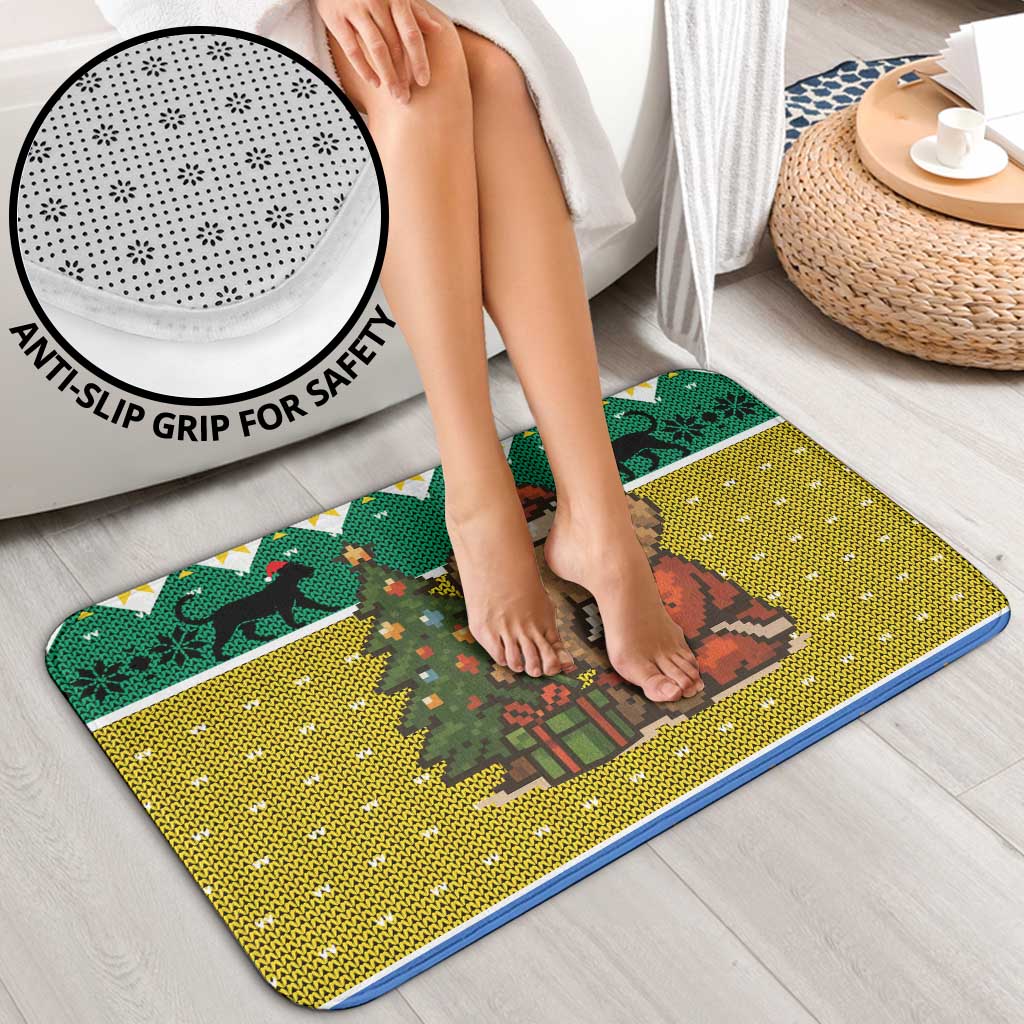 Gabon Christmas Bathroom Set with Pixel Art Elephant Santa Christmas Tree and Flag Colors Pattern - Wonder Print Shop