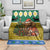 Gabon Christmas Blanket with Pixel Art Elephant Santa Christmas Tree and Flag Colors Pattern - Wonder Print Shop