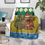 Gabon Christmas Blanket with Pixel Art Elephant Santa Christmas Tree and Flag Colors Pattern - Wonder Print Shop