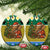 Gabon Christmas Ceramic Ornament with Pixel Art Elephant Santa Christmas Tree and Flag Colors Pattern - Wonder Print Shop