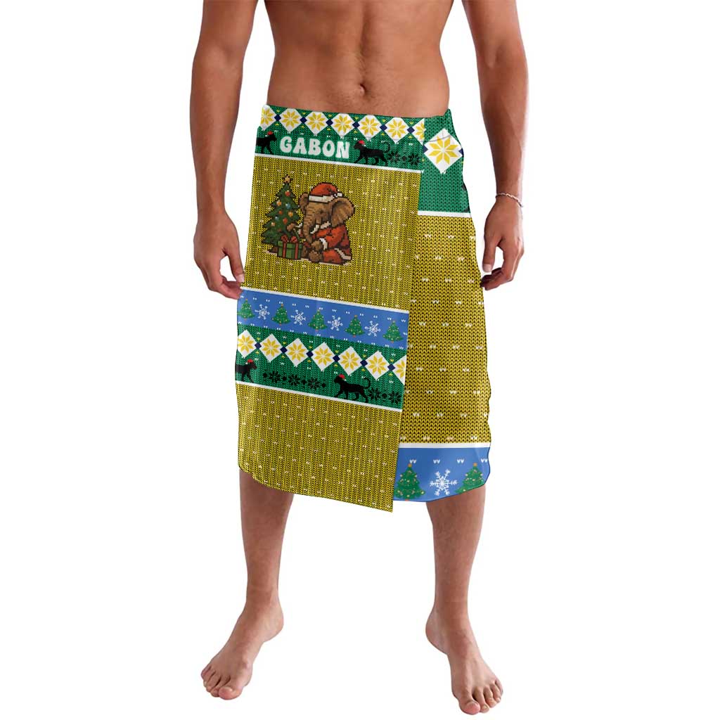 Gabon Christmas Lavalava with Pixel Art Elephant Santa Christmas Tree and Flag Colors Pattern - Wonder Print Shop