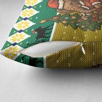 Gabon Christmas Pillow Cover with Pixel Art Elephant Santa Christmas Tree and Flag Colors Pattern - Wonder Print Shop