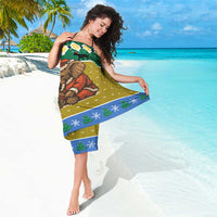 Gabon Christmas Sarong with Pixel Art Elephant Santa Christmas Tree and Flag Colors Pattern - Wonder Print Shop