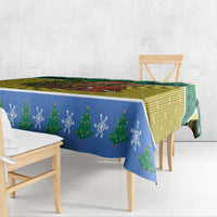 Gabon Christmas Tablecloth with Pixel Art Elephant Santa Christmas Tree and Flag Colors Pattern - Wonder Print Shop