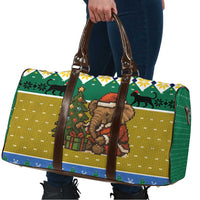 Gabon Christmas Travel Bag with Pixel Art Elephant Santa Christmas Tree and Flag Colors Pattern - Wonder Print Shop