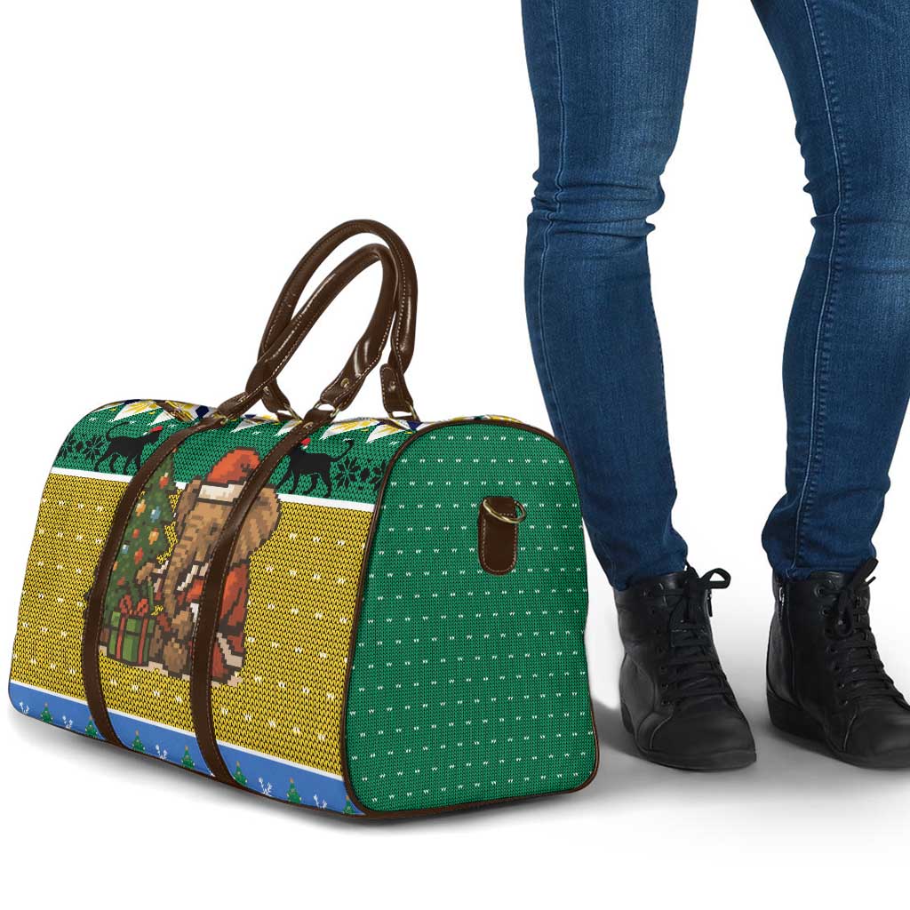 Gabon Christmas Travel Bag with Pixel Art Elephant Santa Christmas Tree and Flag Colors Pattern - Wonder Print Shop
