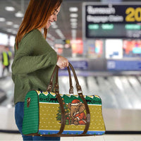 Gabon Christmas Travel Bag with Pixel Art Elephant Santa Christmas Tree and Flag Colors Pattern - Wonder Print Shop