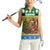 Gabon Christmas Women Sleeveless Polo Shirt with Pixel Art Elephant Santa Christmas Tree and Flag Colors Pattern - Wonder Print Shop