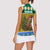 Gabon Christmas Women Sleeveless Polo Shirt with Pixel Art Elephant Santa Christmas Tree and Flag Colors Pattern - Wonder Print Shop