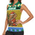 Gabon Christmas Women Sleeveless Polo Shirt with Pixel Art Elephant Santa Christmas Tree and Flag Colors Pattern - Wonder Print Shop