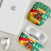 Guinea Christmas AirPods Case with Santa Chimpanzee Heart Hands and Green Red Snowflake Pattern - Wonder Print Shop