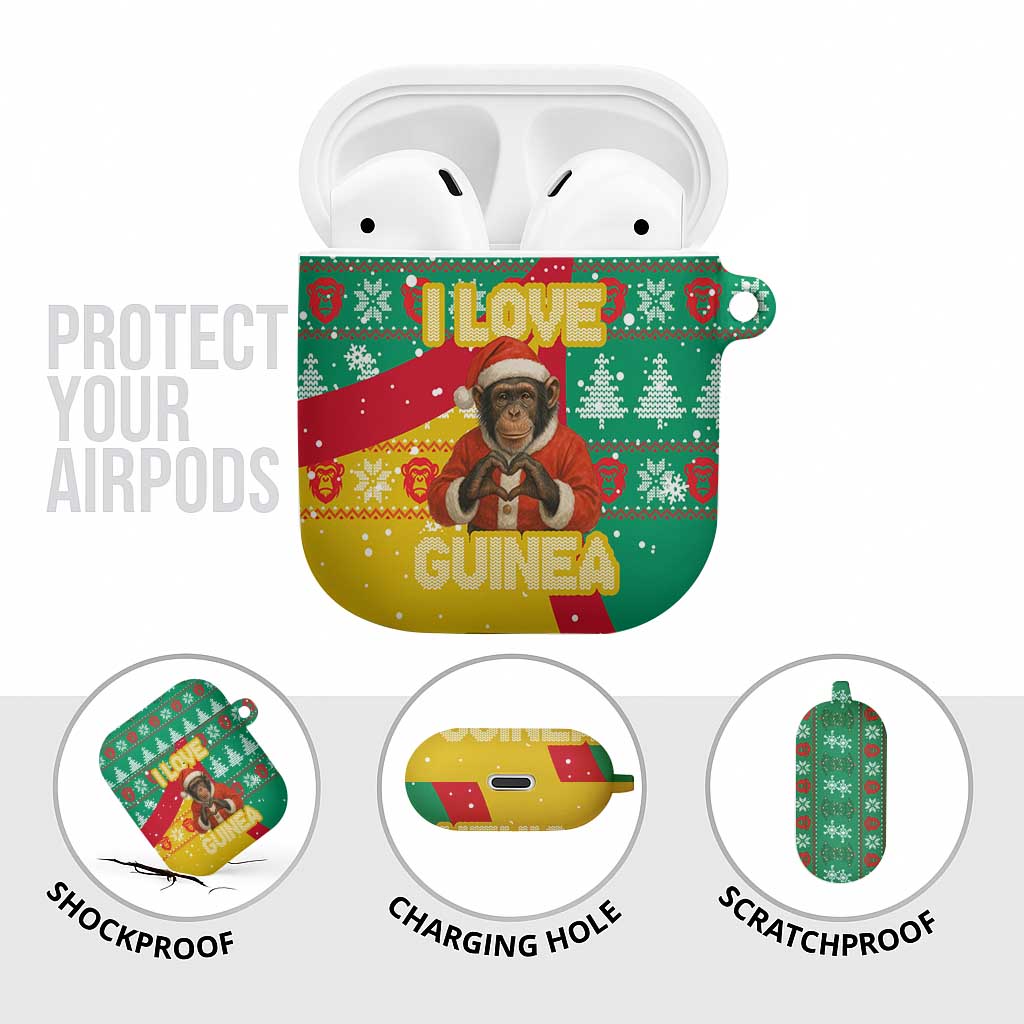 Guinea Christmas AirPods Case with Santa Chimpanzee Heart Hands and Green Red Snowflake Pattern - Wonder Print Shop