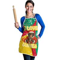 Guinea Christmas Apron with Santa Chimpanzee Heart Hands and Green Red Snowflake Pattern - Wonder Print Shop