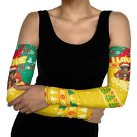 Guinea Christmas Arm Sleeves with Santa Chimpanzee Heart Hands and Green Red Snowflake Pattern - Wonder Print Shop
