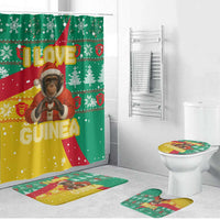 Guinea Christmas Bathroom Set with Santa Chimpanzee Heart Hands and Green Red Snowflake Pattern - Wonder Print Shop