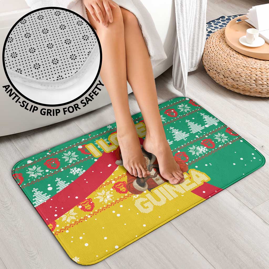 Guinea Christmas Bathroom Set with Santa Chimpanzee Heart Hands and Green Red Snowflake Pattern - Wonder Print Shop