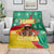 Guinea Christmas Blanket with Santa Chimpanzee Heart Hands and Green Red Snowflake Pattern - Wonder Print Shop