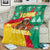 Guinea Christmas Blanket with Santa Chimpanzee Heart Hands and Green Red Snowflake Pattern - Wonder Print Shop