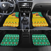 Guinea Christmas Car Mats with Santa Chimpanzee Heart Hands and Green Red Snowflake Pattern - Wonder Print Shop