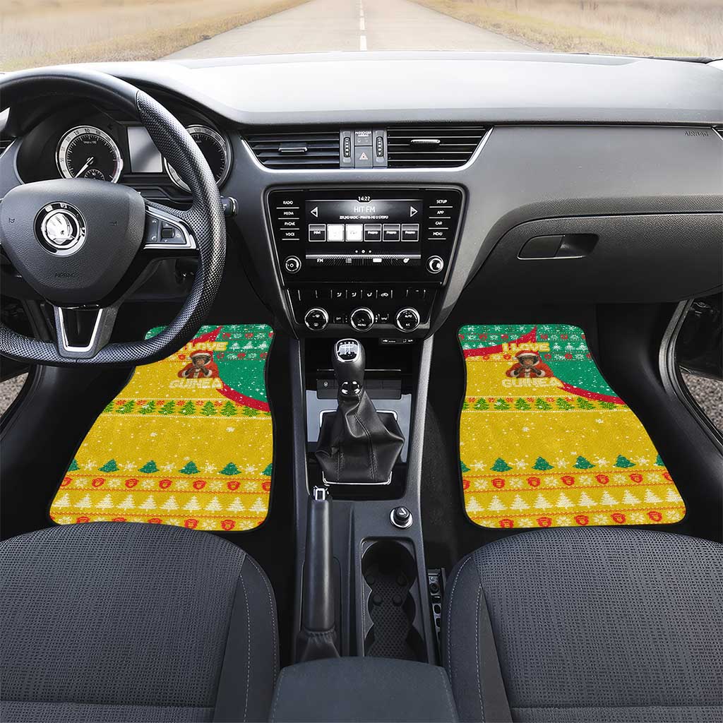 Guinea Christmas Car Mats with Santa Chimpanzee Heart Hands and Green Red Snowflake Pattern - Wonder Print Shop