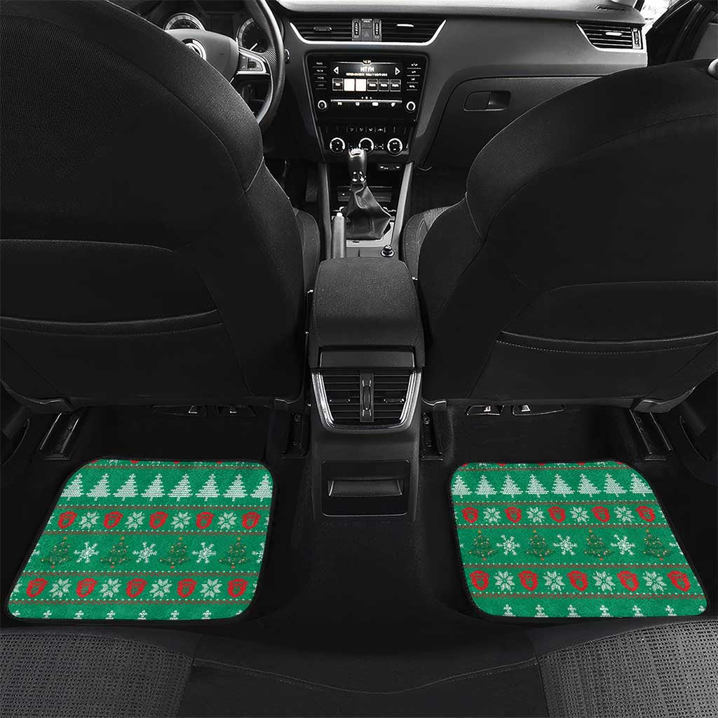 Guinea Christmas Car Mats with Santa Chimpanzee Heart Hands and Green Red Snowflake Pattern - Wonder Print Shop