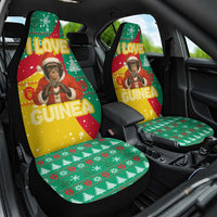 Guinea Christmas Car Seat Cover with Santa Chimpanzee Heart Hands and Green Red Snowflake Pattern - Wonder Print Shop