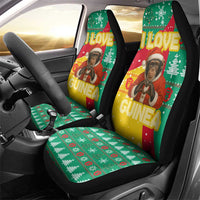 Guinea Christmas Car Seat Cover with Santa Chimpanzee Heart Hands and Green Red Snowflake Pattern - Wonder Print Shop