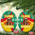 Guinea Christmas Ceramic Ornament with Santa Chimpanzee Heart Hands and Green Red Snowflake Pattern - Wonder Print Shop