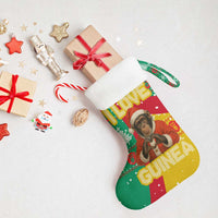 Guinea Christmas Stocking with Santa Chimpanzee Heart Hands and Green Red Snowflake Pattern - Wonder Print Shop