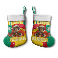 Guinea Christmas Stocking with Santa Chimpanzee Heart Hands and Green Red Snowflake Pattern - Wonder Print Shop