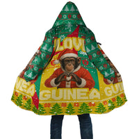 Guinea Christmas Cloak with Santa Chimpanzee Heart Hands and Green Red Snowflake Pattern - Wonder Print Shop