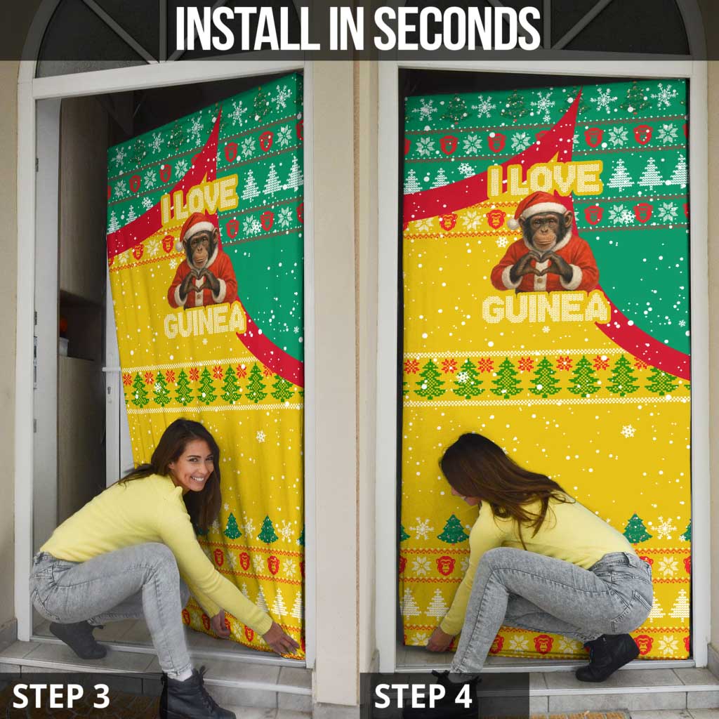 Guinea Christmas Door Cover with Santa Chimpanzee Heart Hands and Green Red Snowflake Pattern - Wonder Print Shop