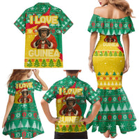 Guinea Christmas Family Matching Mermaid Dress and Hawaiian Shirt with Santa Chimpanzee Heart Hands and Green Red Snowflake Pattern - Wonder Print Shop