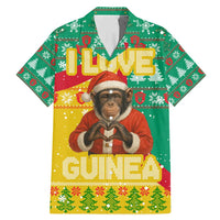 Guinea Christmas Family Matching Mermaid Dress and Hawaiian Shirt with Santa Chimpanzee Heart Hands and Green Red Snowflake Pattern - Wonder Print Shop