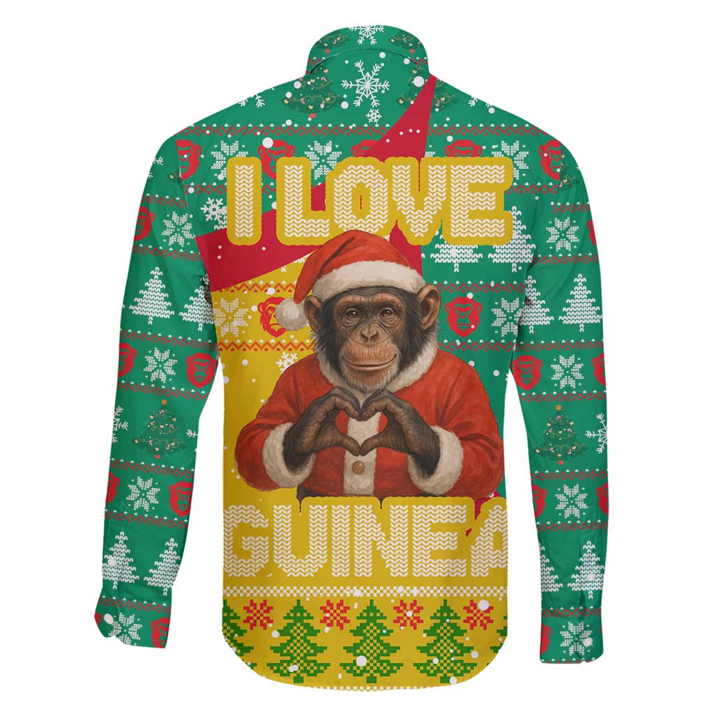 Guinea Christmas Family Matching Mermaid Dress and Hawaiian Shirt with Santa Chimpanzee Heart Hands and Green Red Snowflake Pattern - Wonder Print Shop