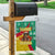 Guinea Christmas Garden Flag with Santa Chimpanzee Heart Hands and Green Red Snowflake Pattern - Wonder Print Shop
