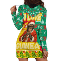 Guinea Christmas Hoodie Dress with Santa Chimpanzee Heart Hands and Green Red Snowflake Pattern - Wonder Print Shop