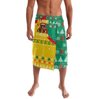 Guinea Christmas Lavalava with Santa Chimpanzee Heart Hands and Green Red Snowflake Pattern - Wonder Print Shop