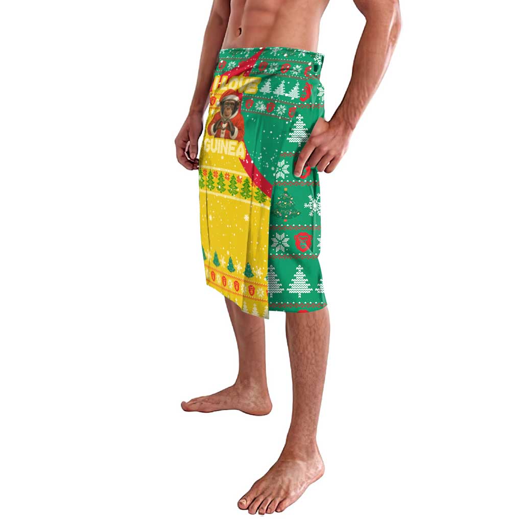 Guinea Christmas Lavalava with Santa Chimpanzee Heart Hands and Green Red Snowflake Pattern - Wonder Print Shop