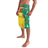 Guinea Christmas Lavalava with Santa Chimpanzee Heart Hands and Green Red Snowflake Pattern - Wonder Print Shop